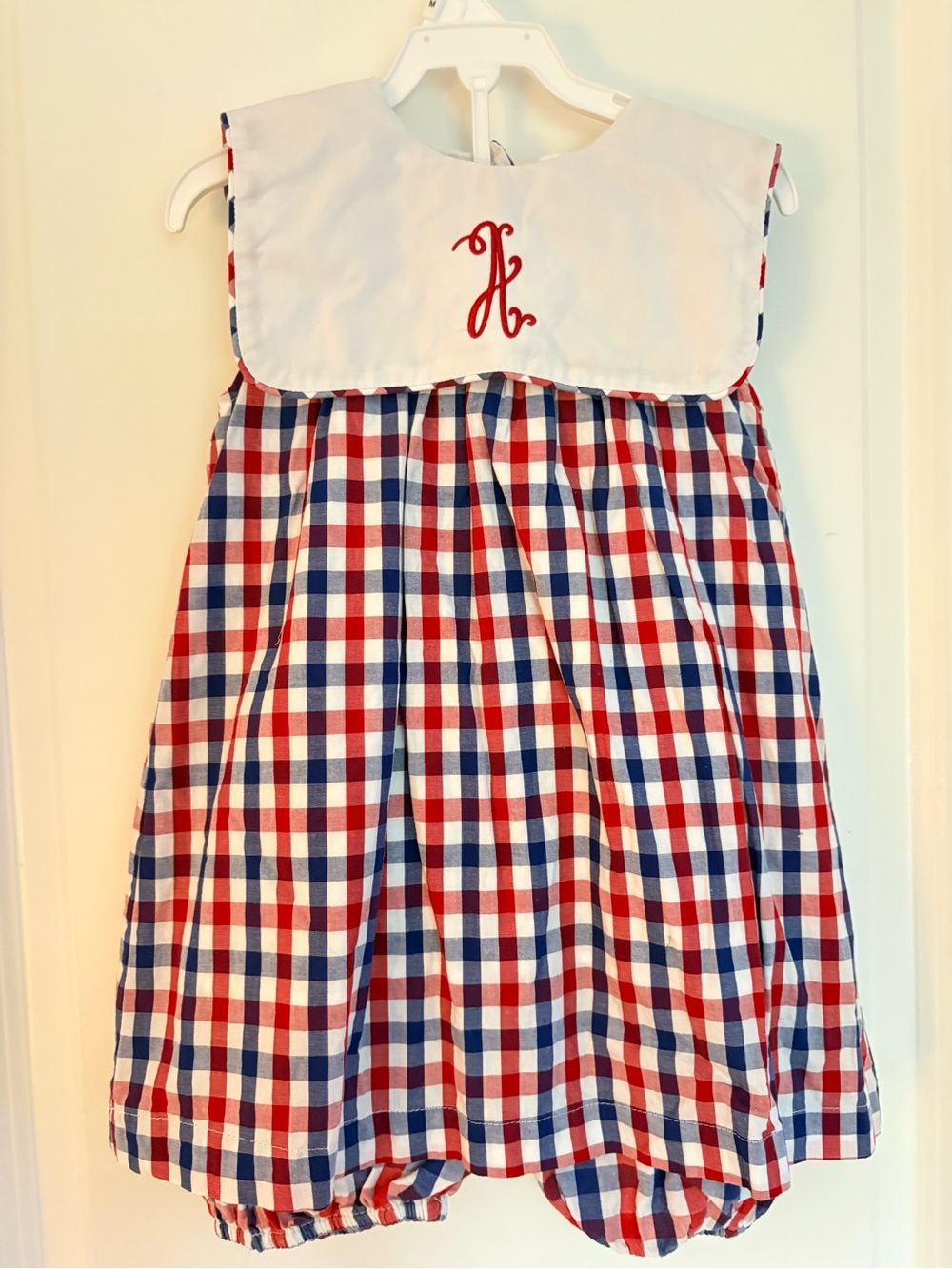 Cecil and Lou Red White Blue Patriotic “A” Monogram Dress & bloomers 2t up to 4t